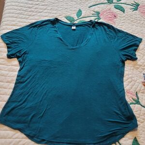 Old Navy Teal Short Sleeve V-Neck Top
